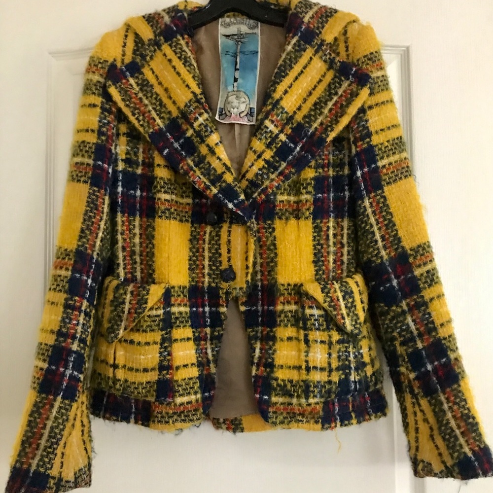 L.A.M.B. Plaid tweed hooded jacket